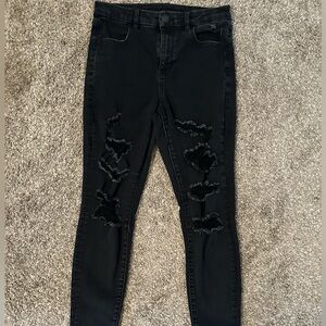 American Eagle ripped skinny black jeans size 10 short